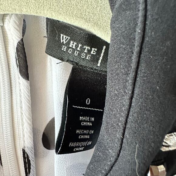 NWT WHBM White w/Black Polka Dot Chiffon Shirt Removable Rhinestone Collar Sz 0 - Picture 2 of 11